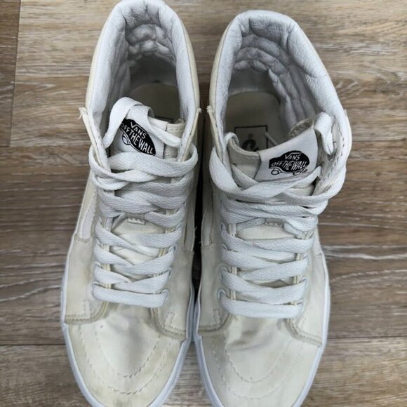 Vans White Canvas Mid Top Sneakers Women's 6.5/Men's 5 - Picture 2 of 8